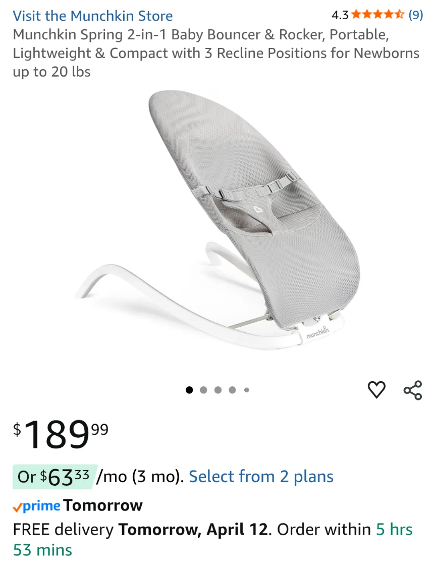 Munchkin Spring 2-in-1 Baby Bouncer & Rocker - photo 2