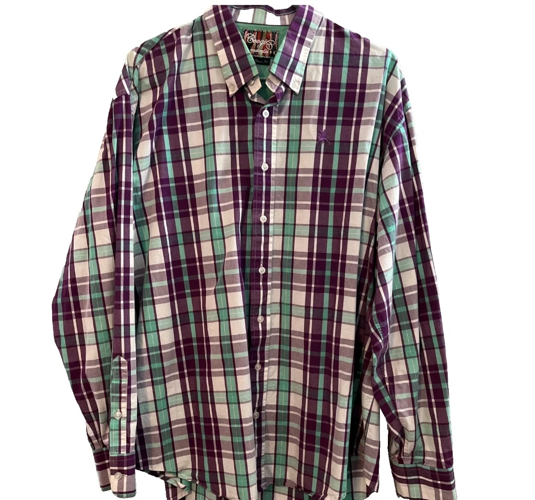 COOGI Australia Classic Fit Plaid Button-Up Shirt 8/XXL