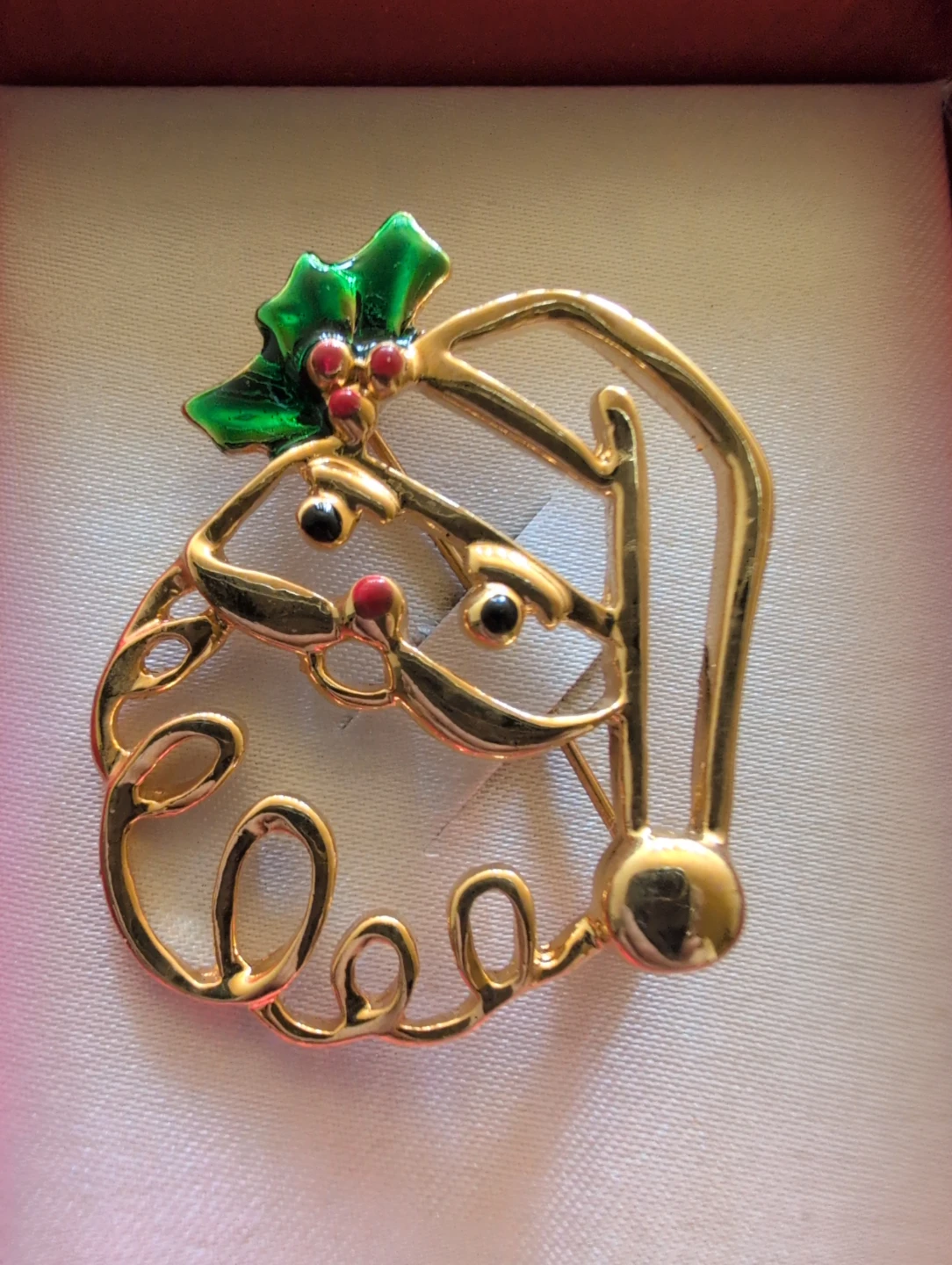 Gold Tone Santa Claus Christmas Brooch - photo 2