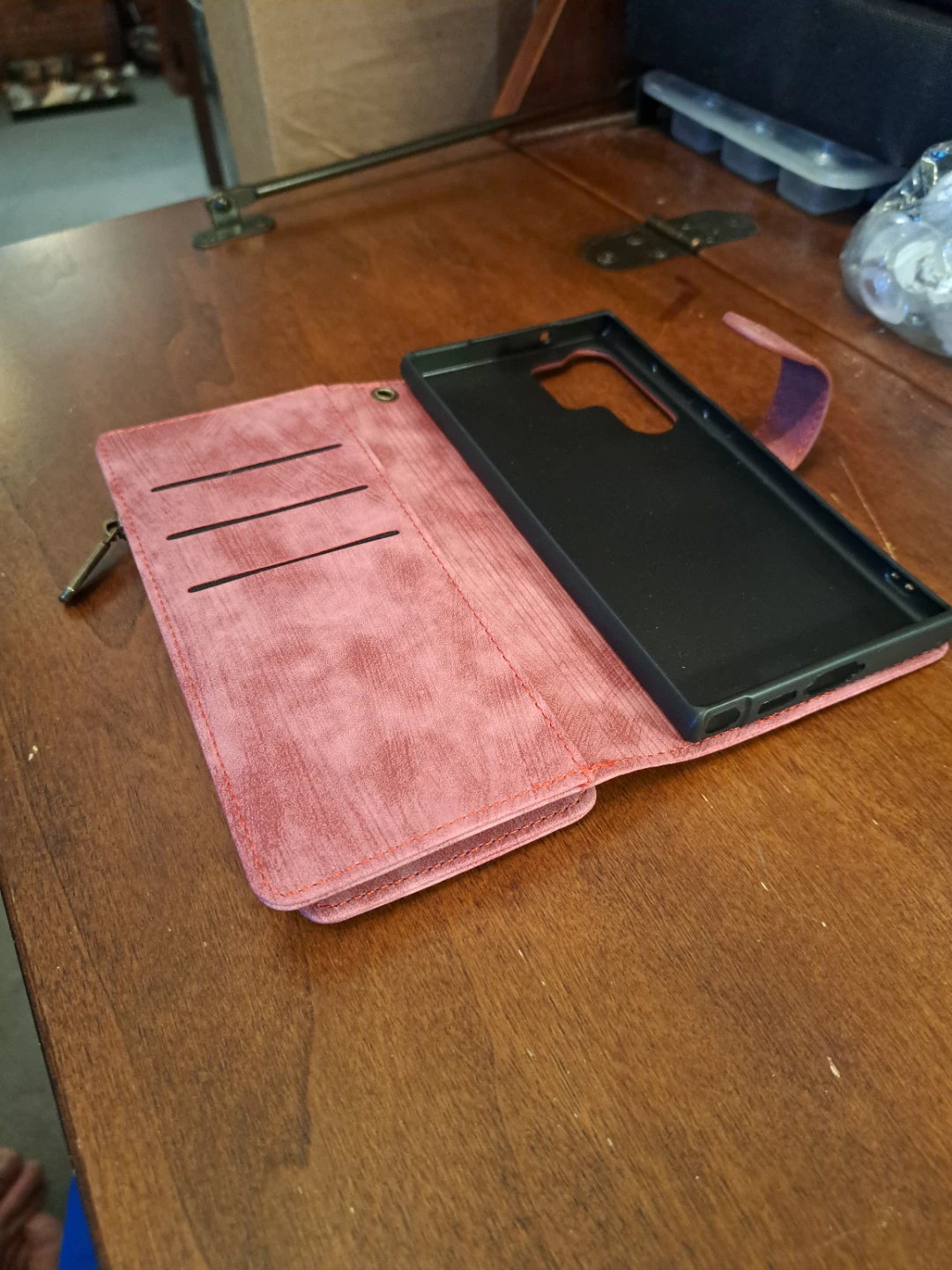 Caseme Red Leather Wallet Case with Zipper - photo 3