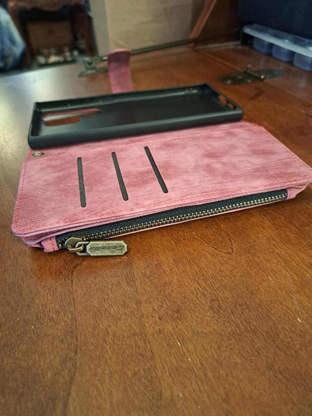 Caseme Red Leather Wallet Case with Zipper - photo 4