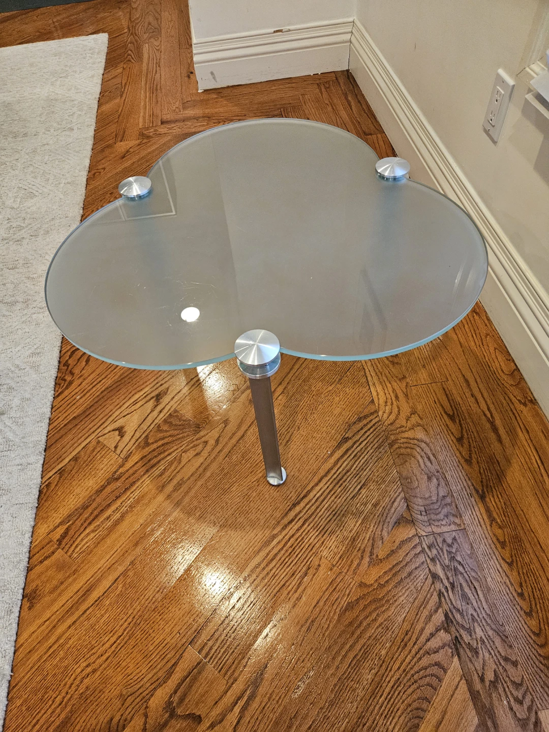 Italien Designer Glass and Metal Accent Table - photo 2