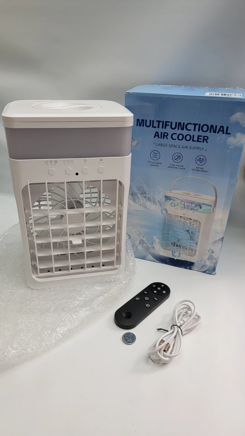 Portable Air Cooler Fan AC, 1500ML Tank Remote RGB USB, 3 Speed