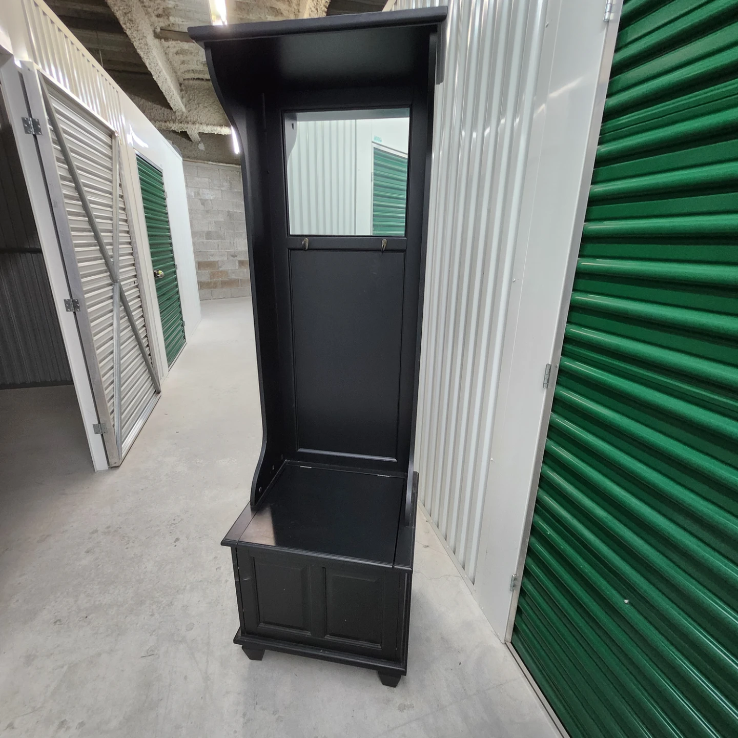 Black Hall Tree Bench with Mirror and Hooks - photo 3