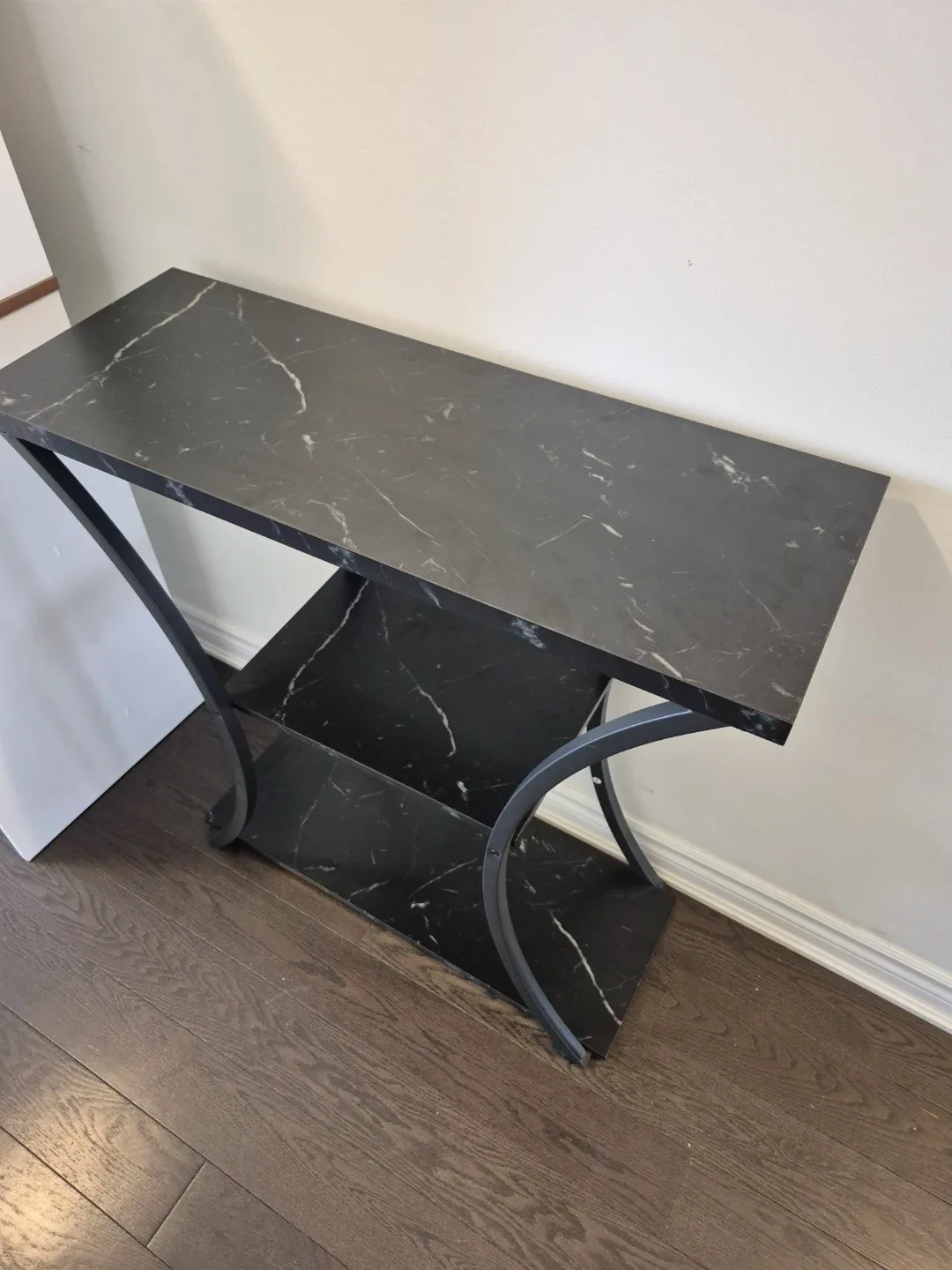 Black Marble Look Console Table 3 Tier