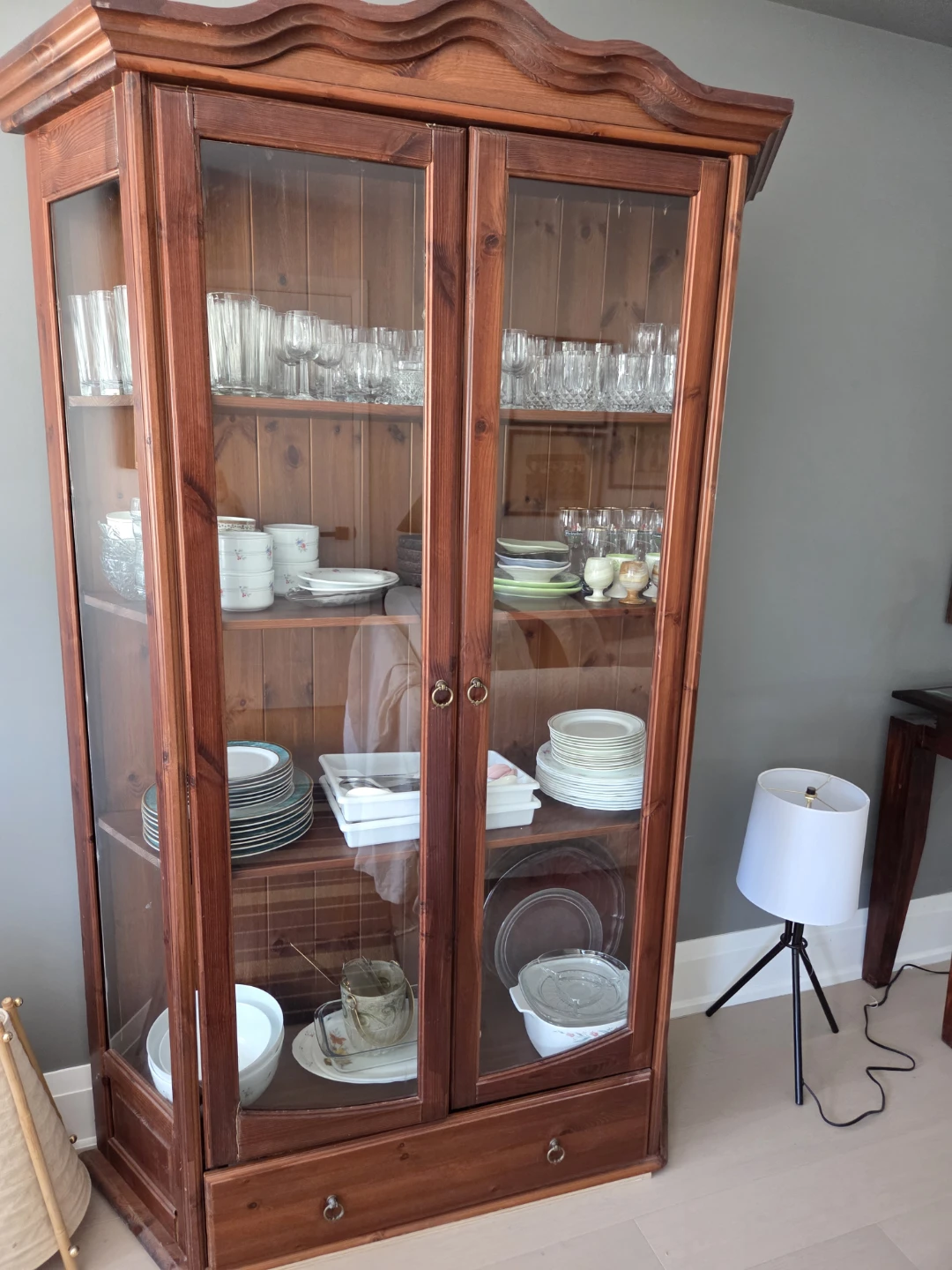 Wooden Display Cabinet with Glass Doors