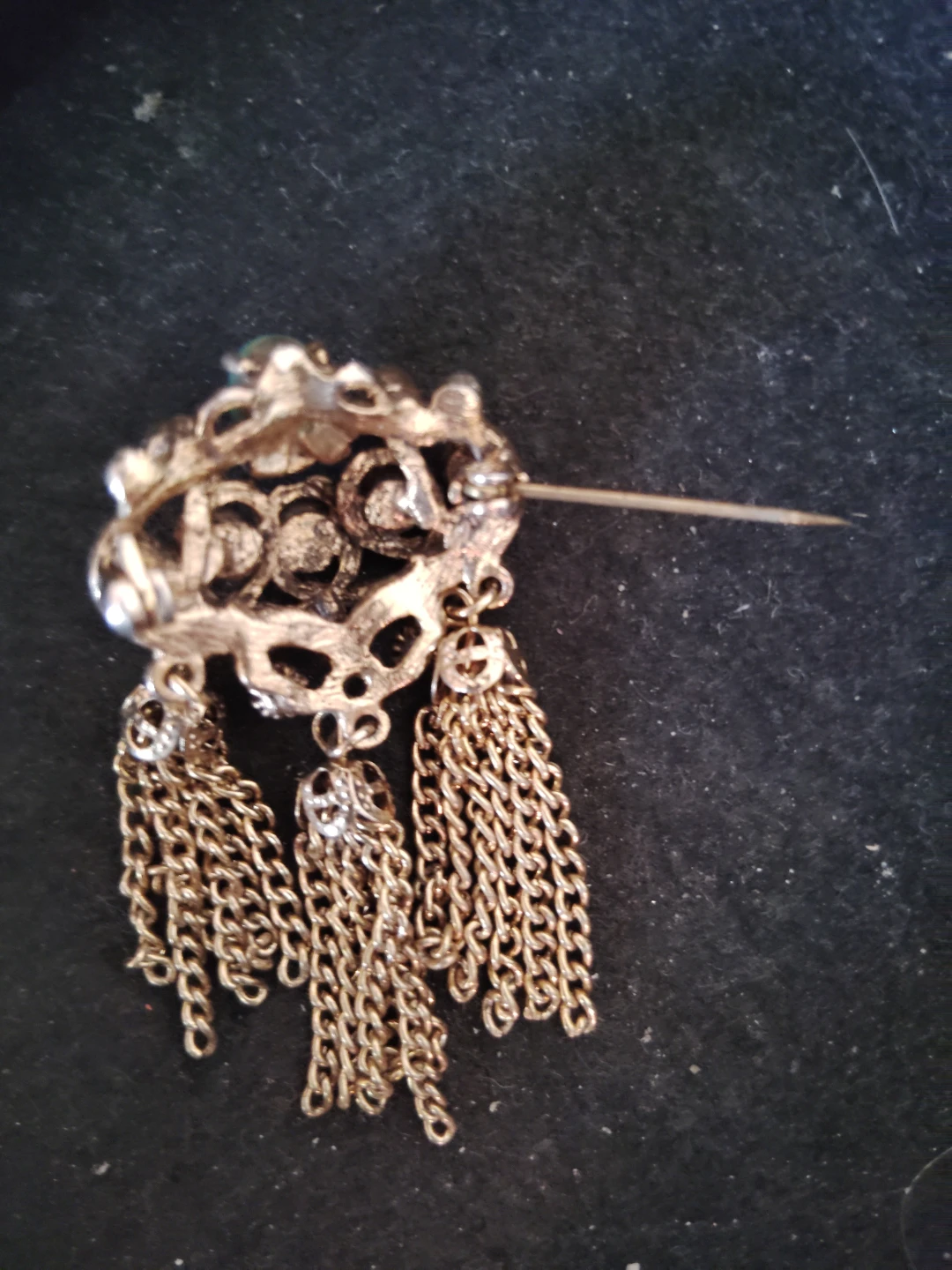 Vintage Brooch with Tassels and Gems - photo 2
