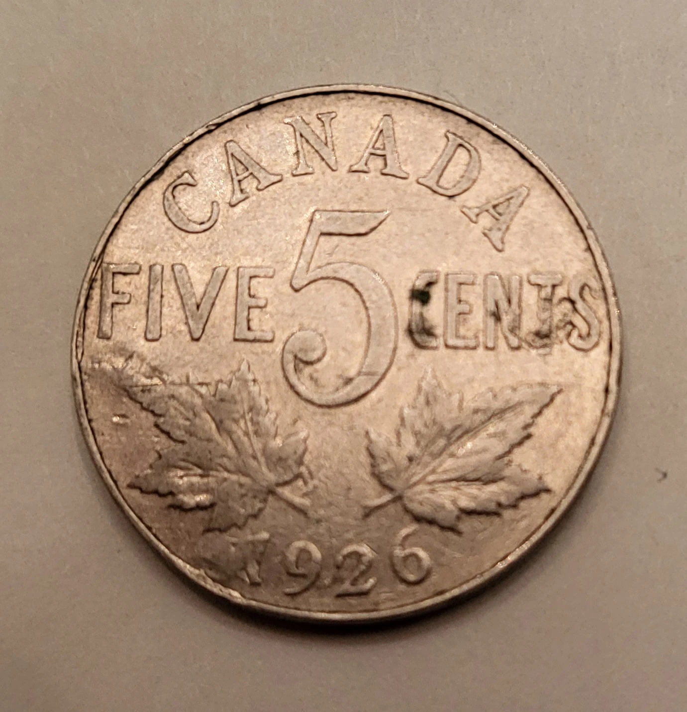 1926 Canada 5 Cent Coin