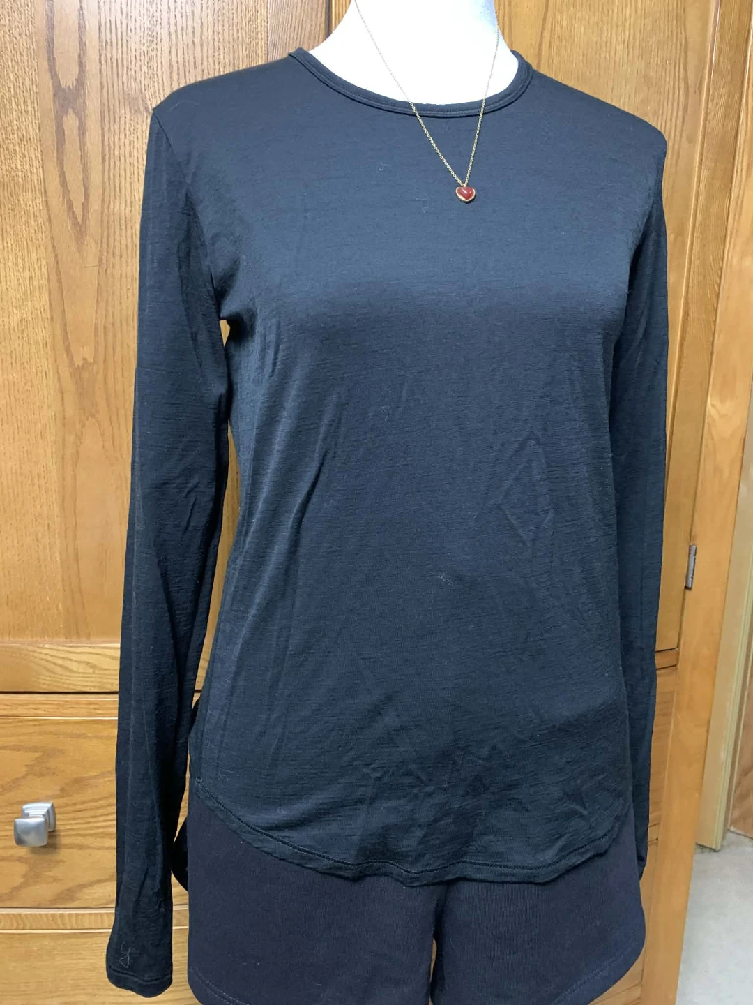 Segments Black 100% Merino Wool Long Sleeve Top XS/TP - photo 2