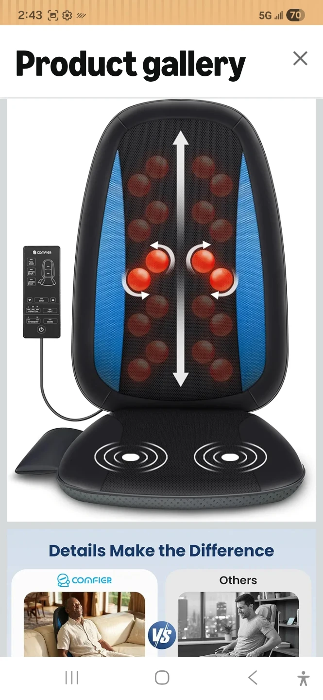 Comfier Shiatsu Massage Seat Cushion with Heat