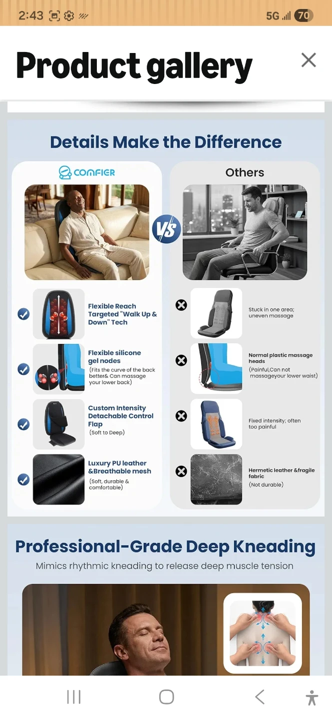 Comfier Shiatsu Massage Seat Cushion with Heat - photo 2
