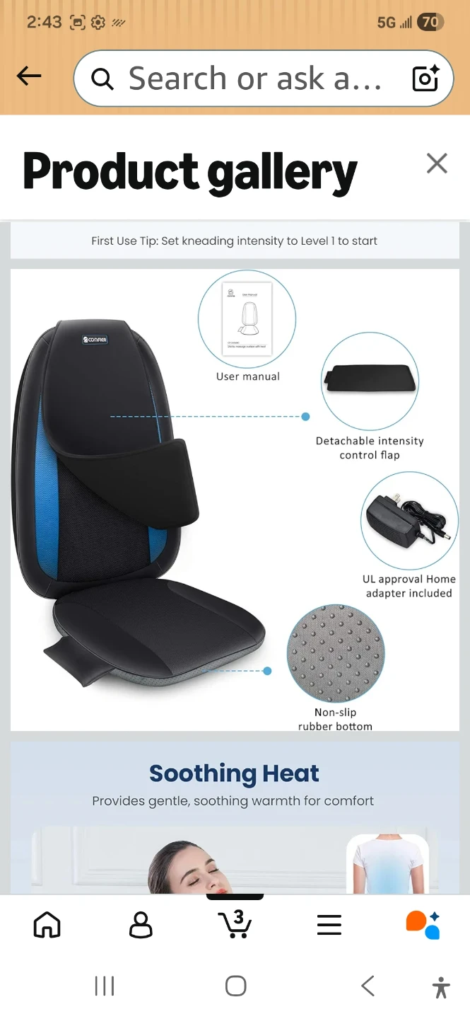 Comfier Shiatsu Massage Seat Cushion with Heat - photo 3