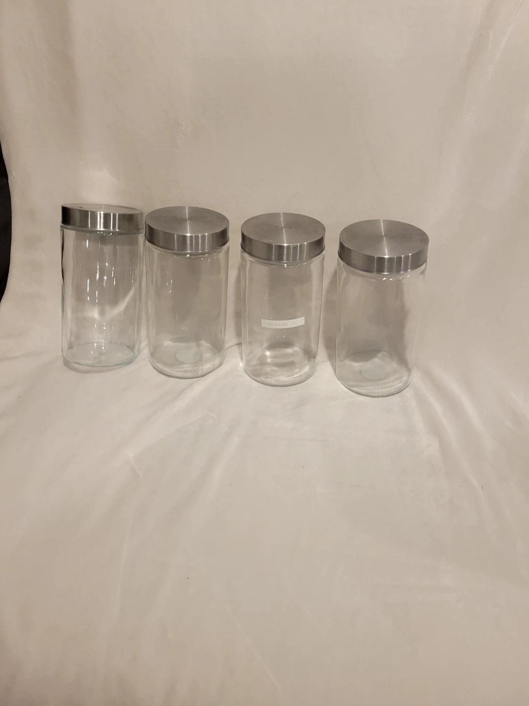 Set of 4 Glass Canisters with Stainless Steel Lids