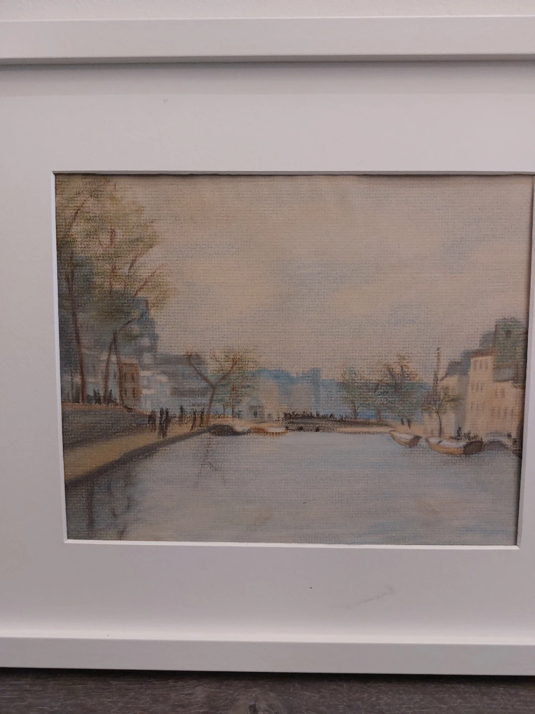 Framed Watercolour Painting of a Canal Scene - photo 2