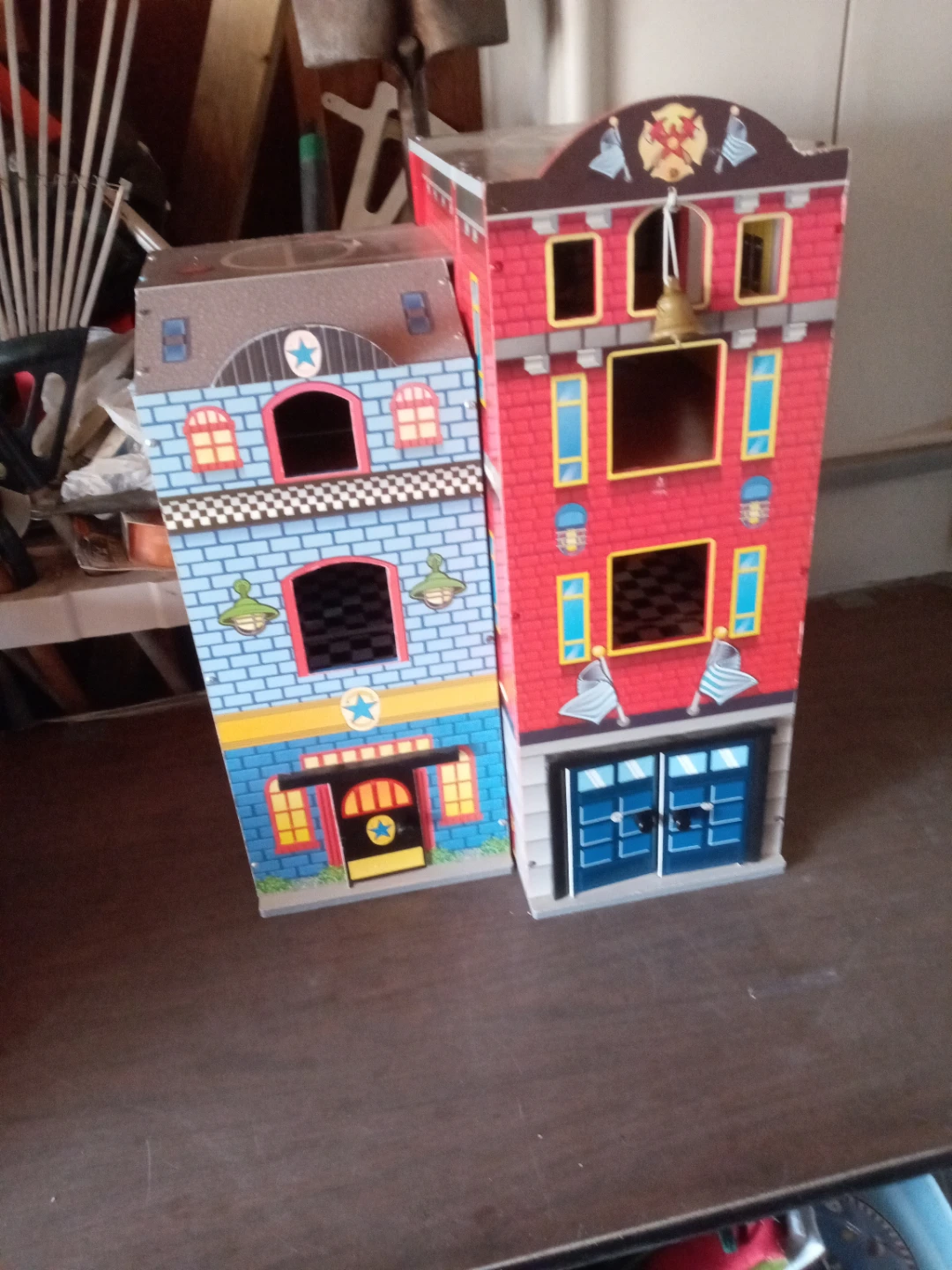 Wooden Fire Station and Town Building Playset with Vehicles - photo 2