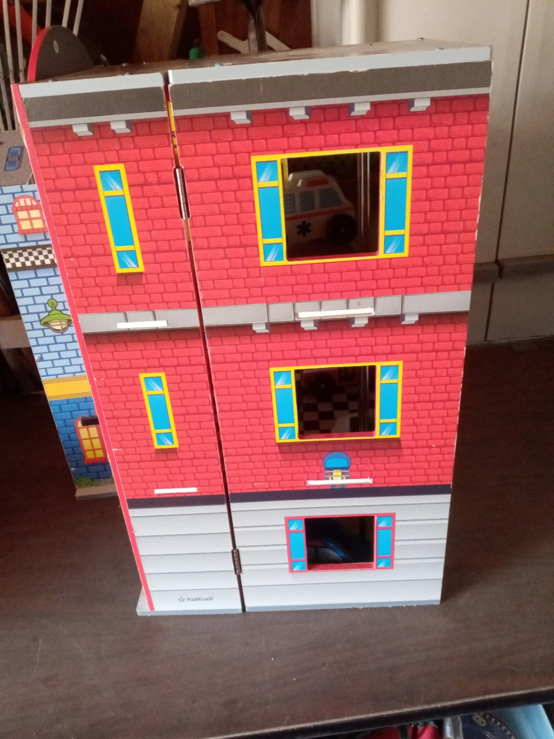 Wooden Fire Station and Town Building Playset with Vehicles - photo 3