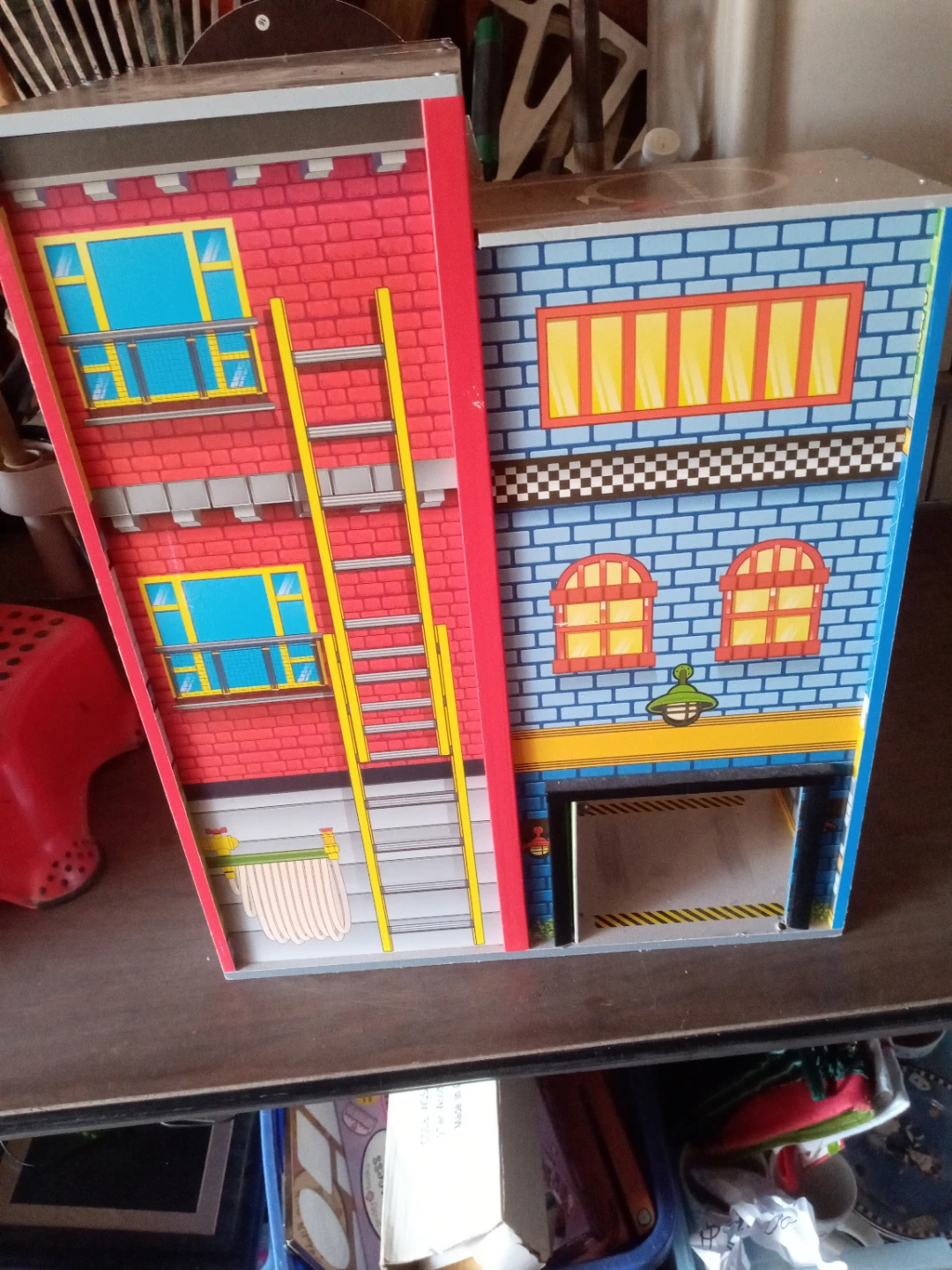 Wooden Fire Station and Town Building Playset with Vehicles - photo 5