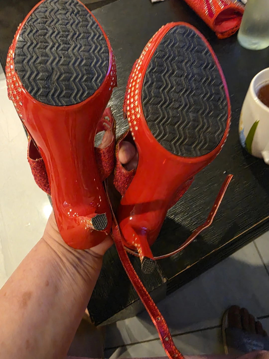 Red Sparkly Heels with Rhinestones - Shoe Designer
