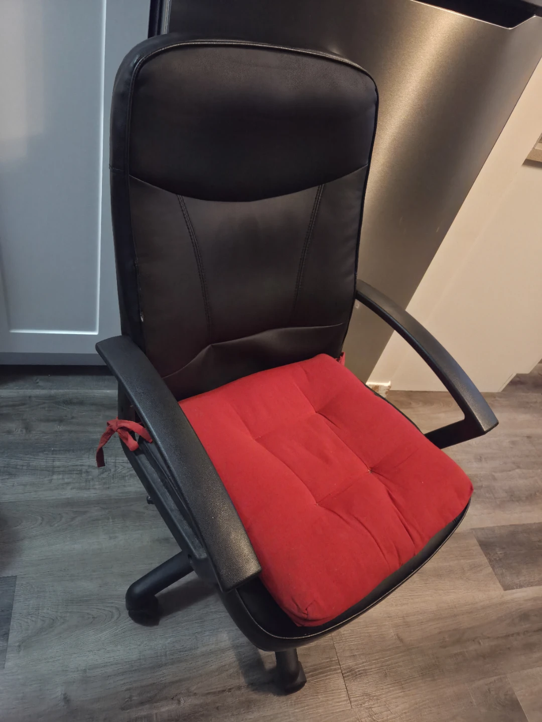 Black Office Chair with Red Cushion