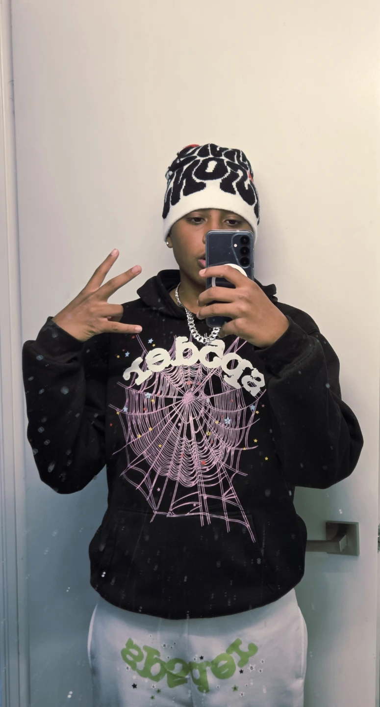Sp5der Hoodie and Sp5der pants Beanie Set