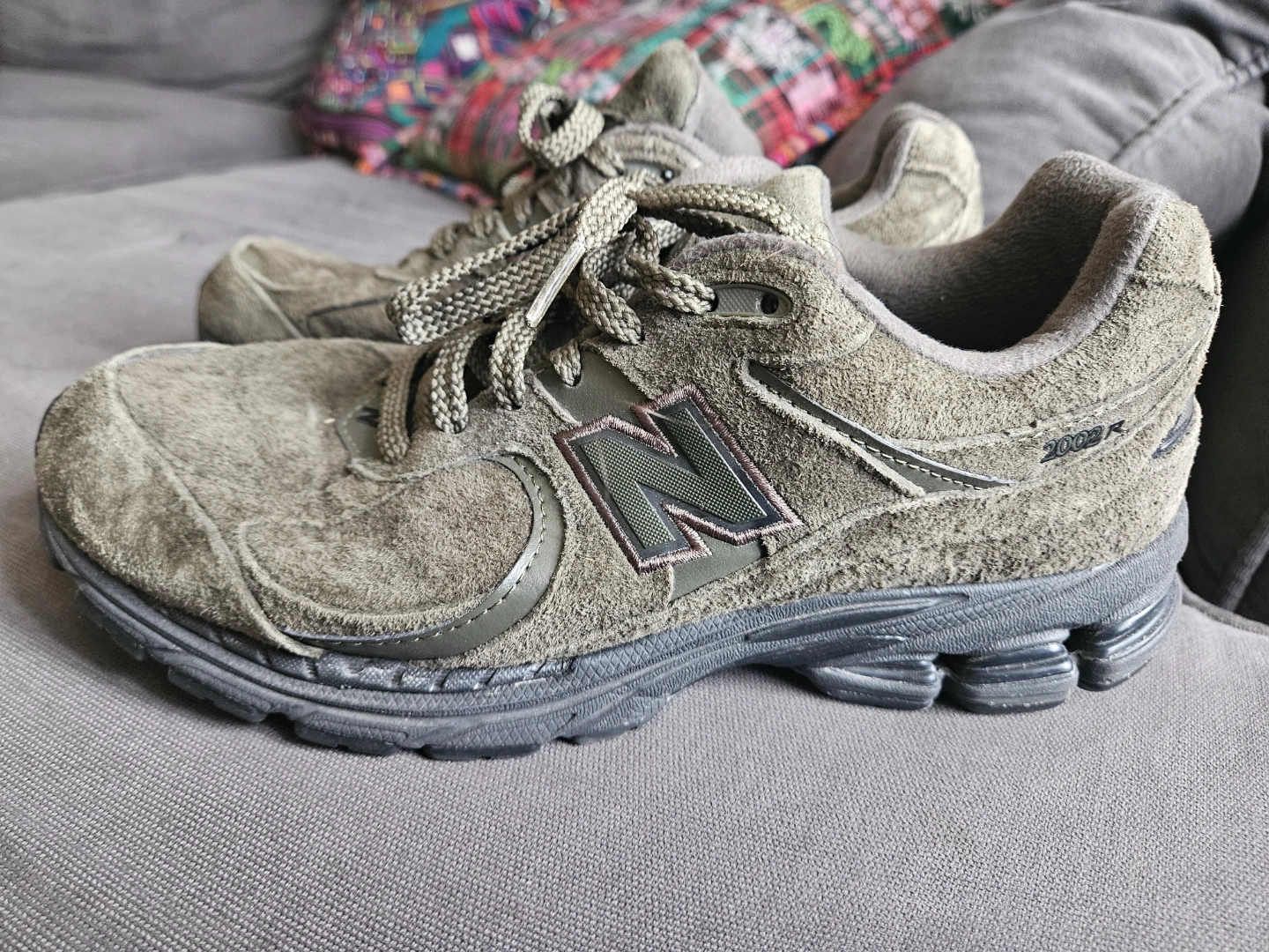 New Balance 2002R Olive Suede Running Shoes