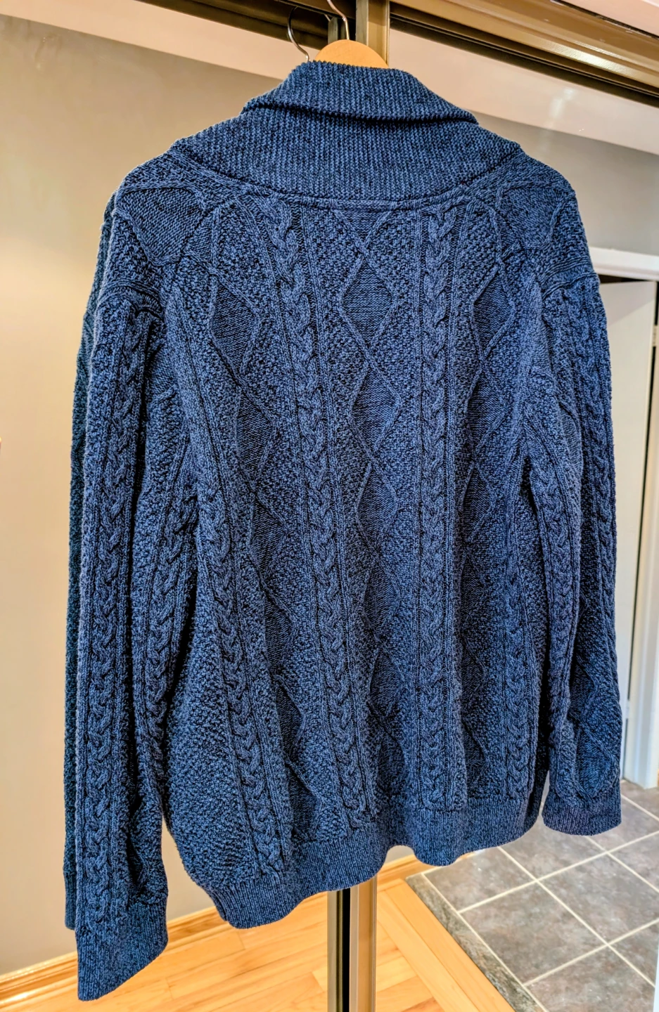 Daniel Hechter Blue Cable Knit Shawl Collar Cardigan - Size L - photo 3
