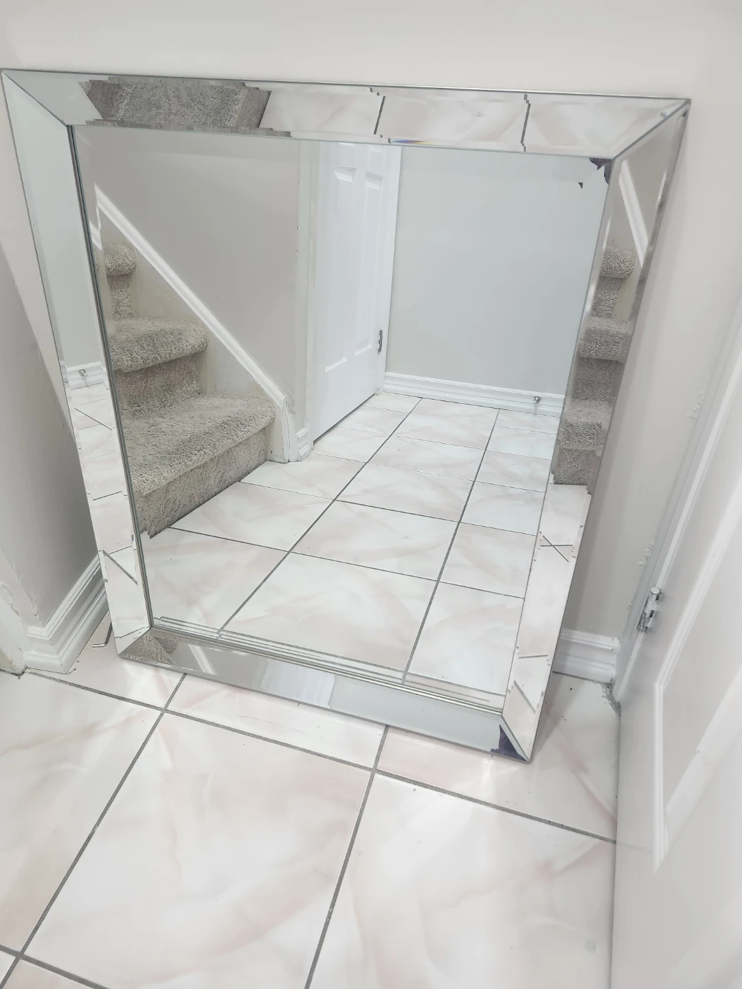 Rectangular Bevelled Mirror with Textured Frame