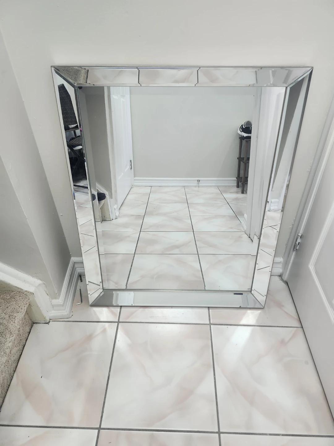 Rectangular Bevelled Mirror with Textured Frame - photo 2