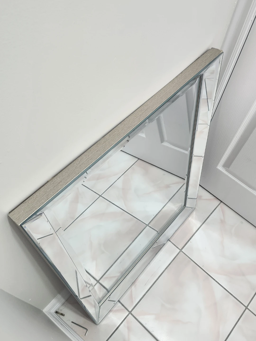 Rectangular Bevelled Mirror with Textured Frame - photo 3