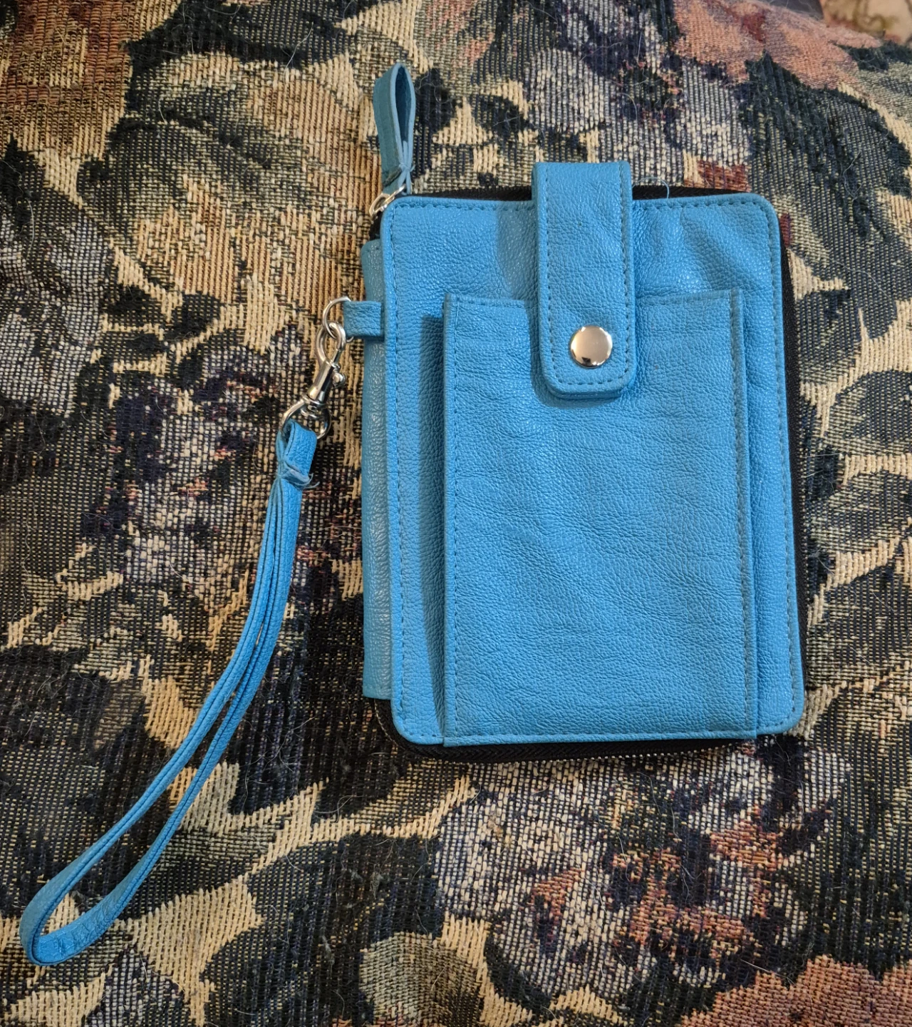 Stylize Blue Faux Leather Passport and Travel Wristlet Wallet