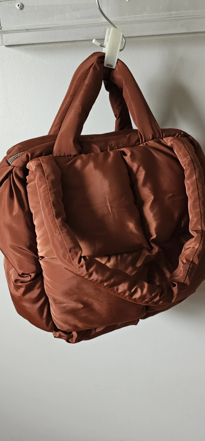 Puffer Tote Bag - Brown