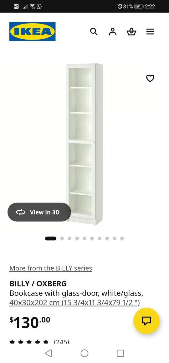 🌱 IKEA BILLY / OXBERG Bookcase with glass-door, white/glass