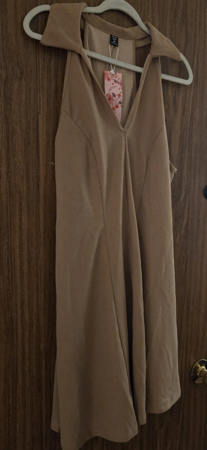 SHEIN Curve Beige Halter Neck Dress 2XL