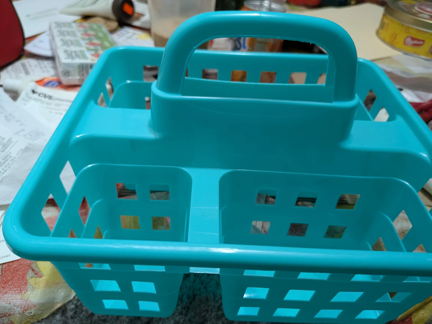 Turquoise Caddy Organizer with Handle