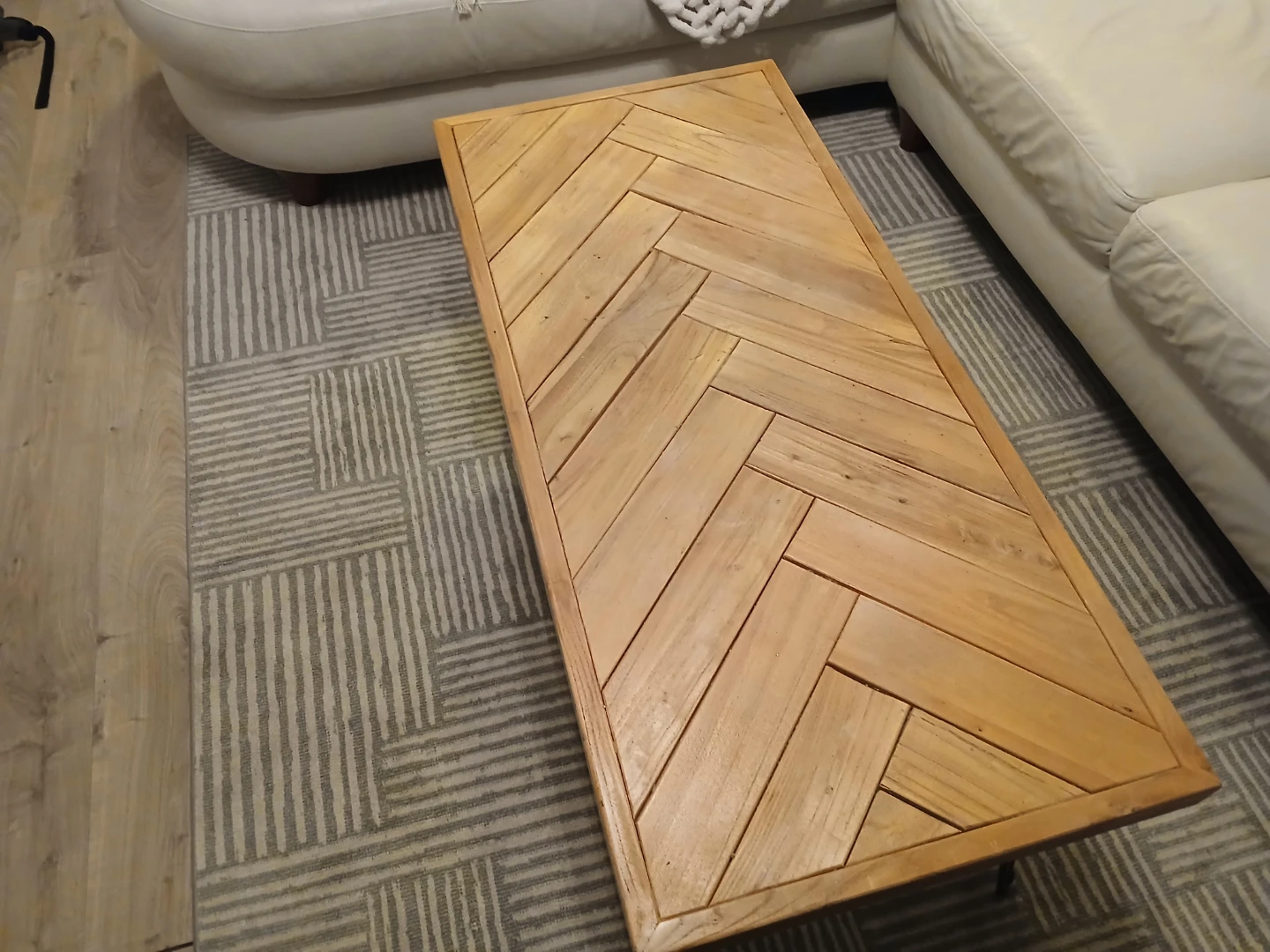 Wooden Coffee Table with Herringbone Pattern - photo 3