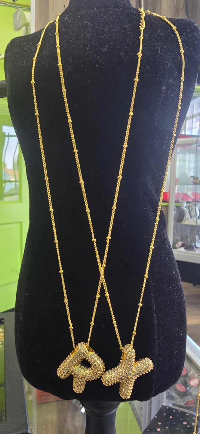 Bling Letter Pendant Necklaces