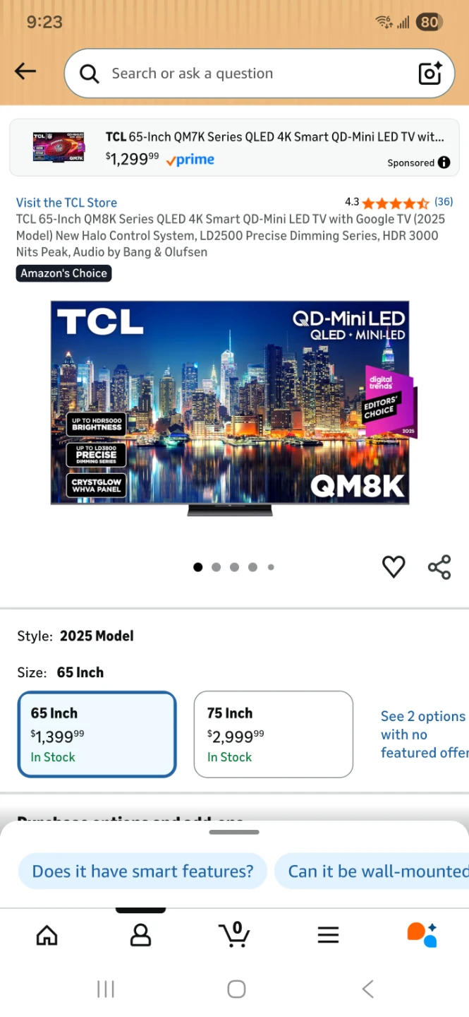 TCL 65-Inch QLED 4K Smart TV - photo 2
