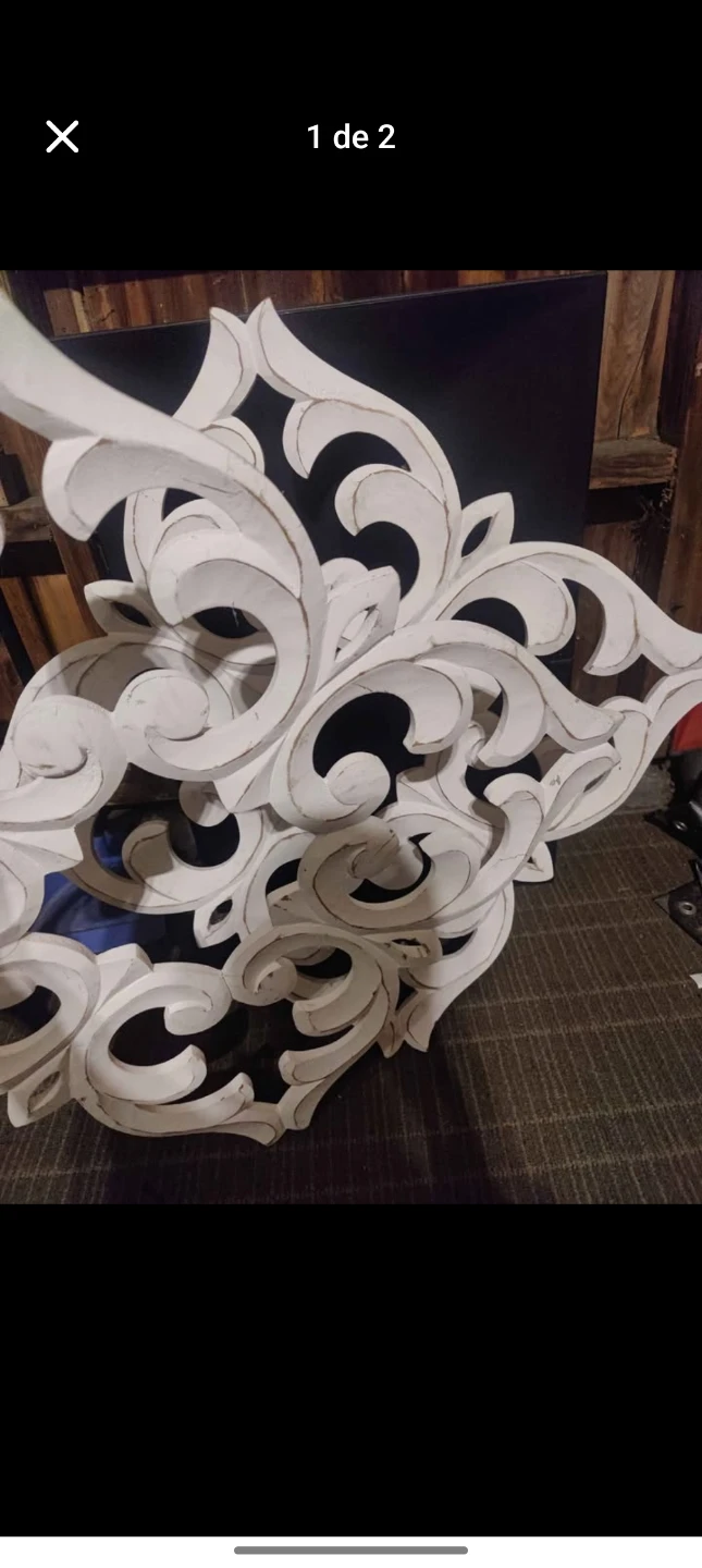 White Decorative Wood Carving Applique - photo 2