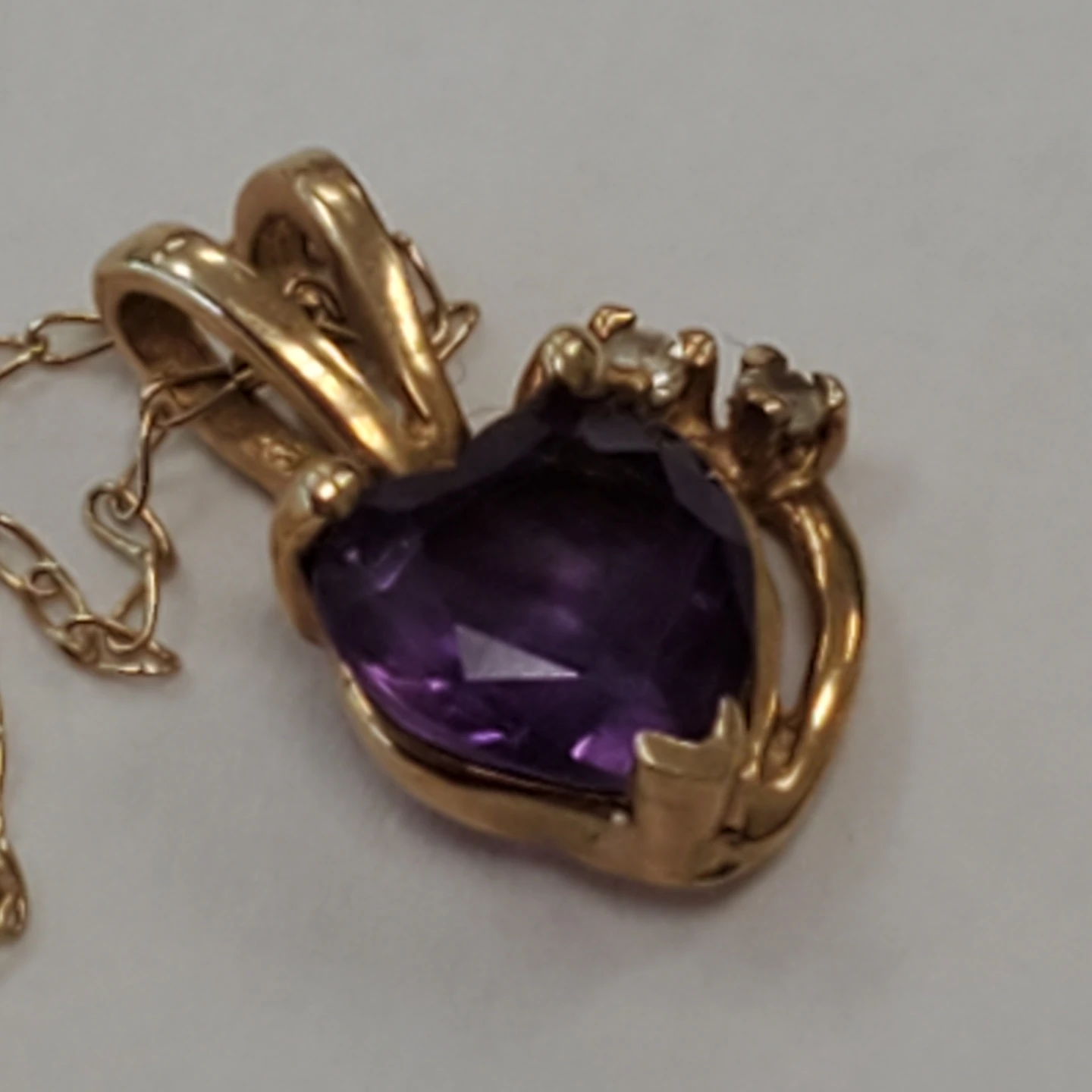 14k Gold Heart Amethyst Necklace - photo 2