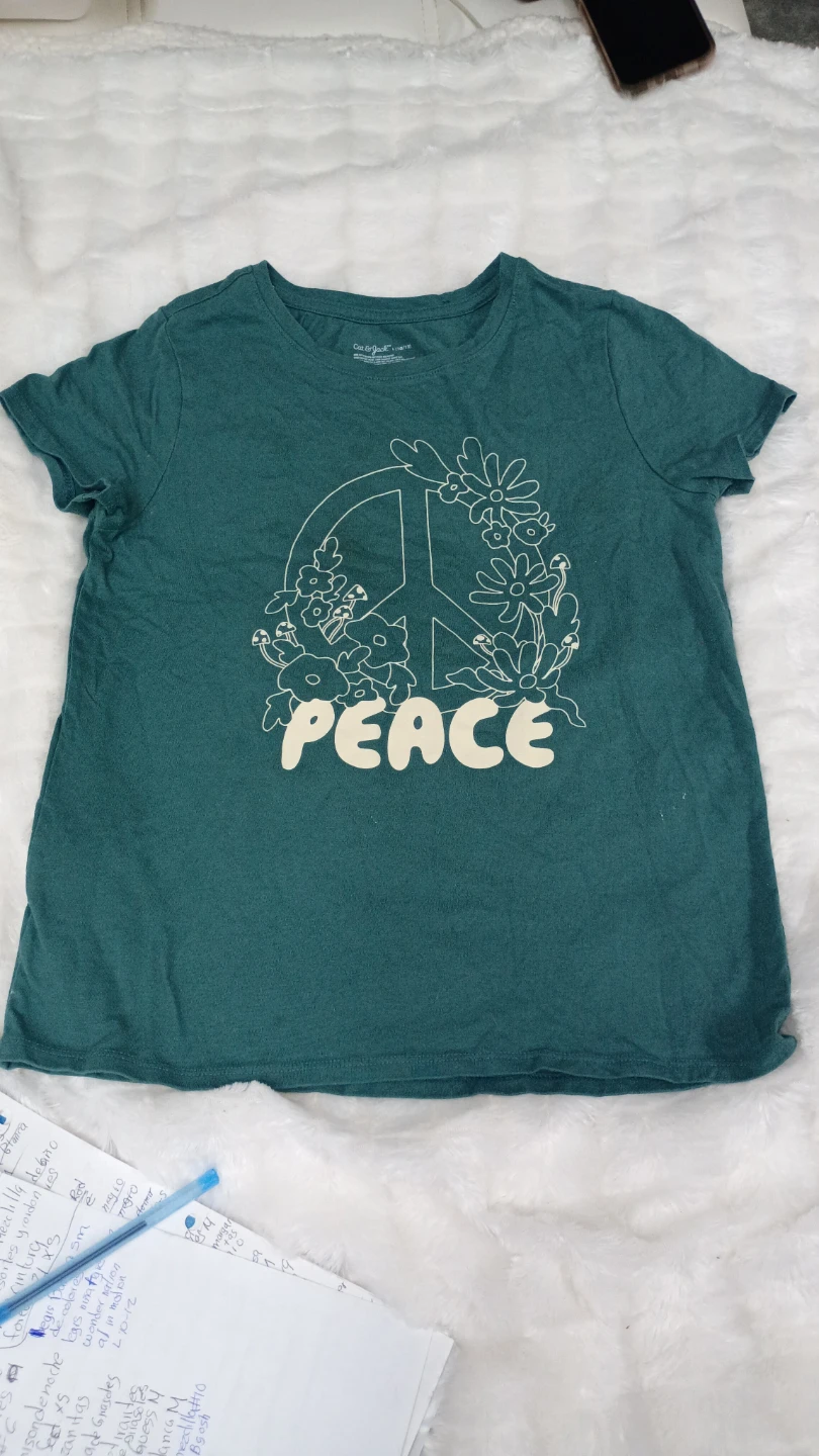 Cat & Jack "Peace" Graphic T-Shirt Size L (10/12)
