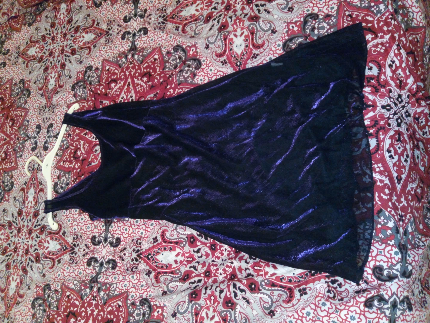 Betsy & Adam Black & Purple Velvet Dress