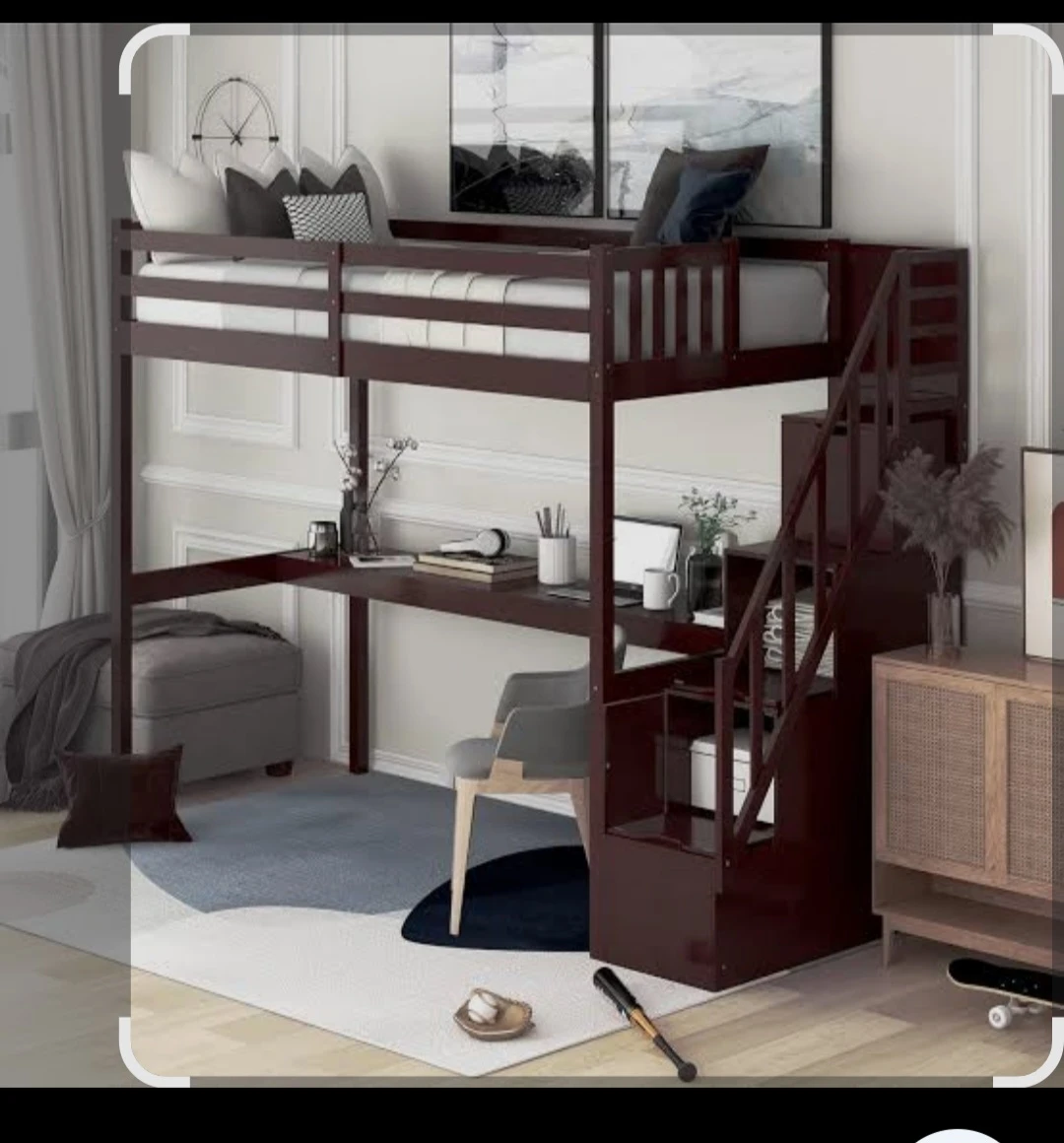 Loft Bed with Desk and Stairs