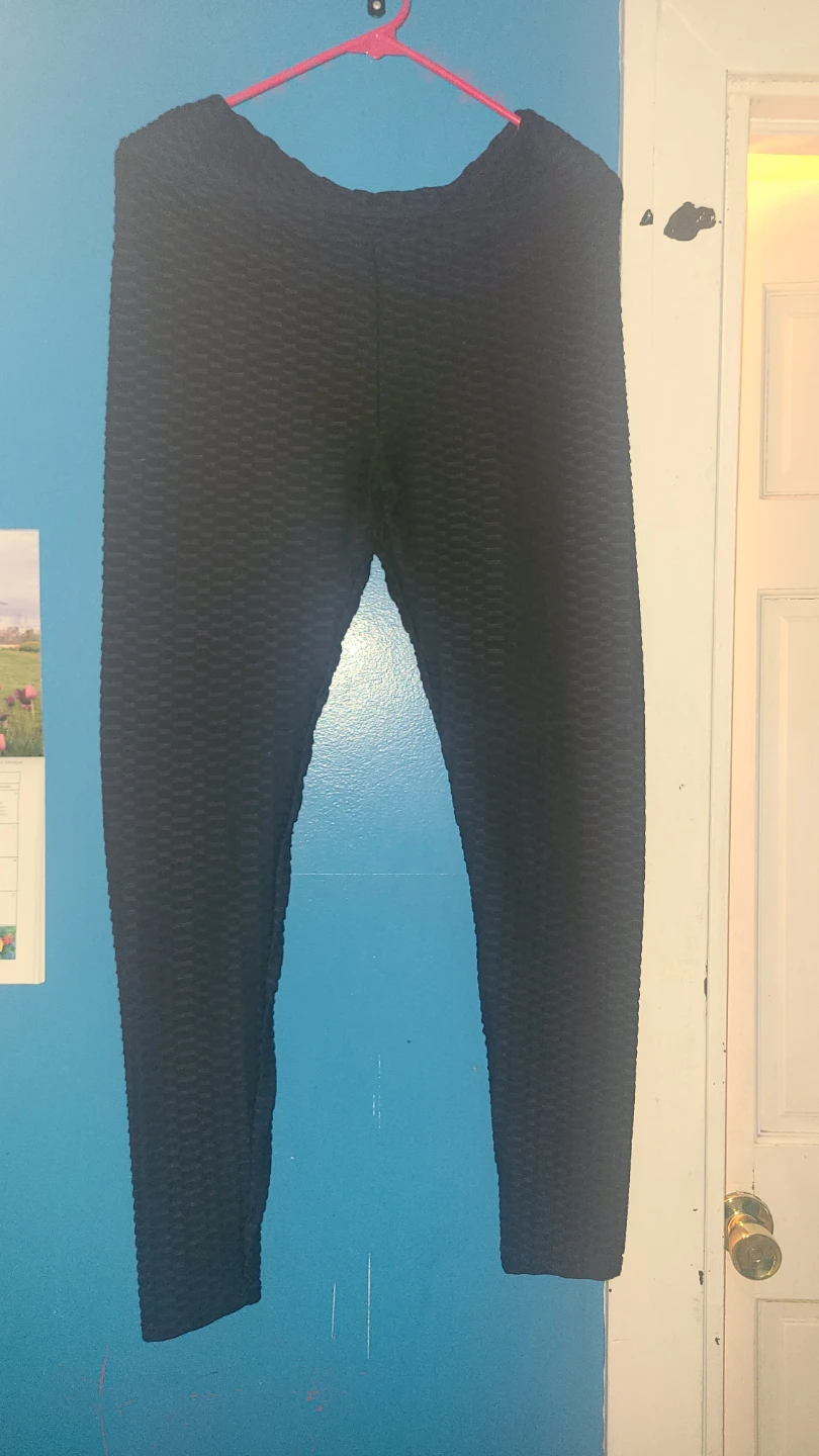 Navy Blue Textured Leggings