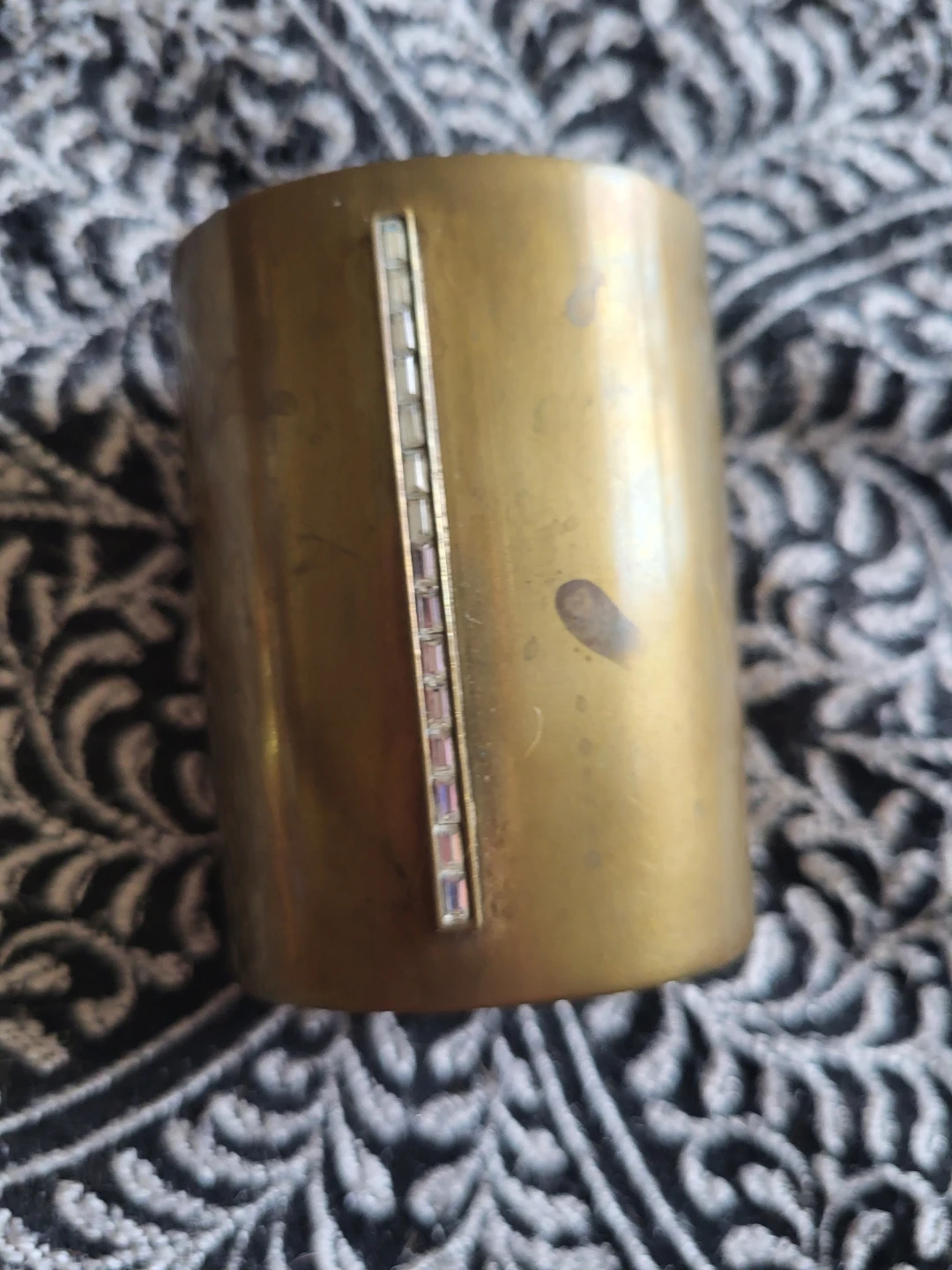 Gold Tone Cuff Bracelet with Rhinestones