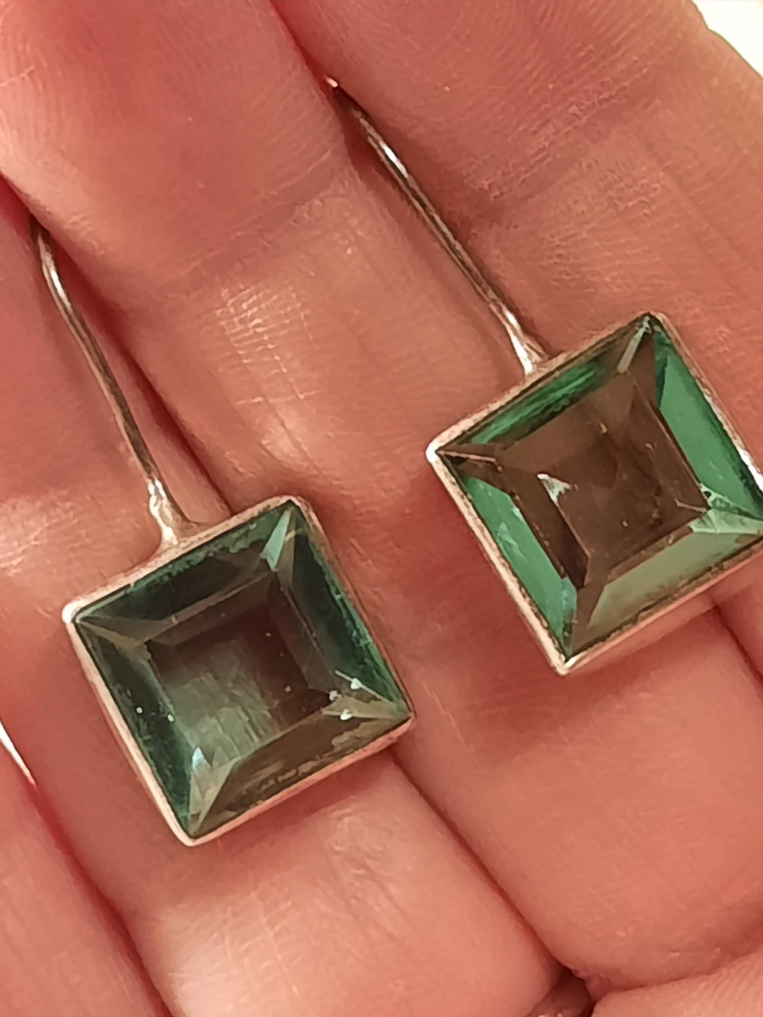 925 silver Gemstone Drop Earrings - photo 2