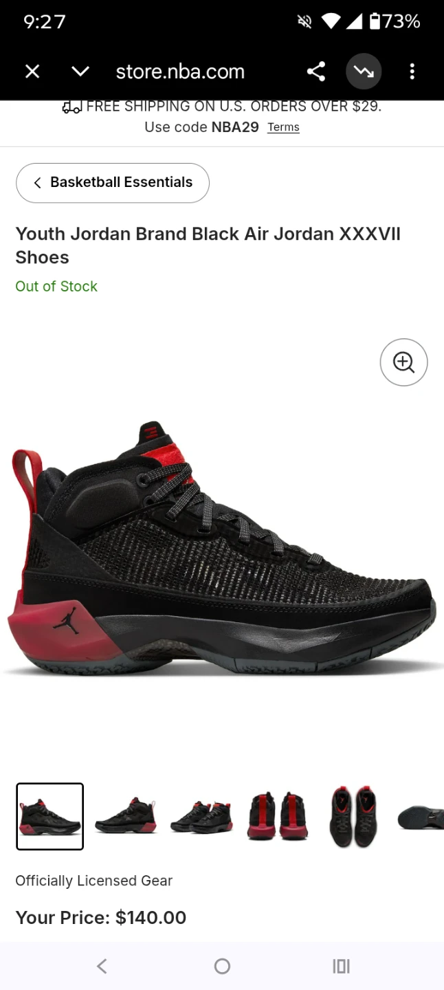 Youth Jordan Brand Black Air Jordan XXXVII Shoes