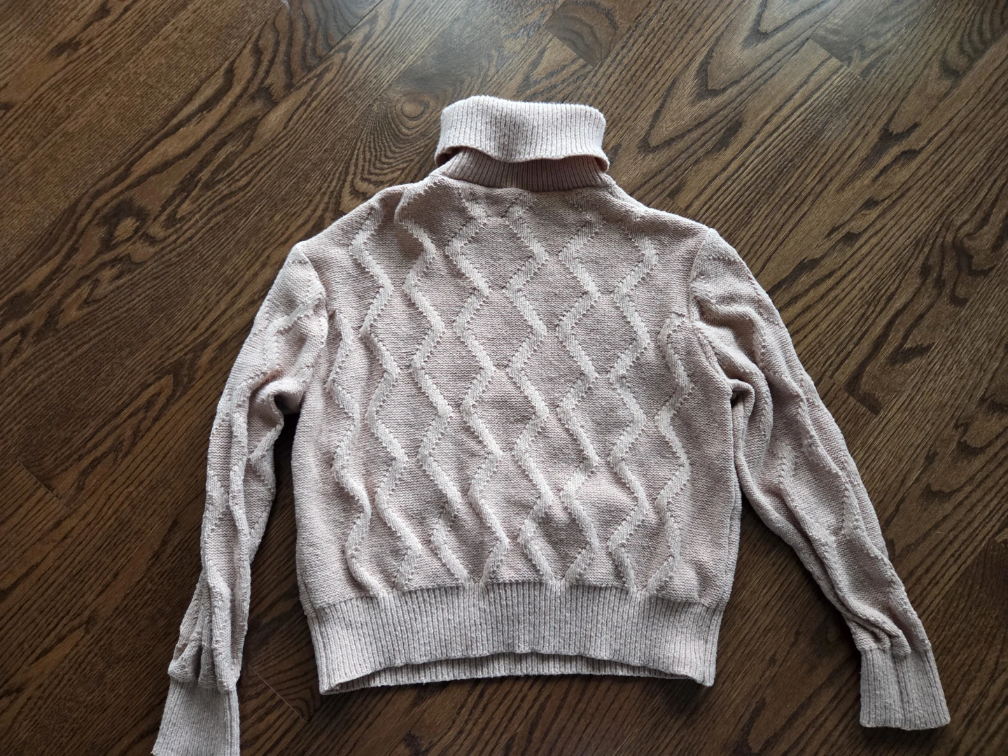 Women's Pink Turtleneck Sweater with Pearls - photo 2