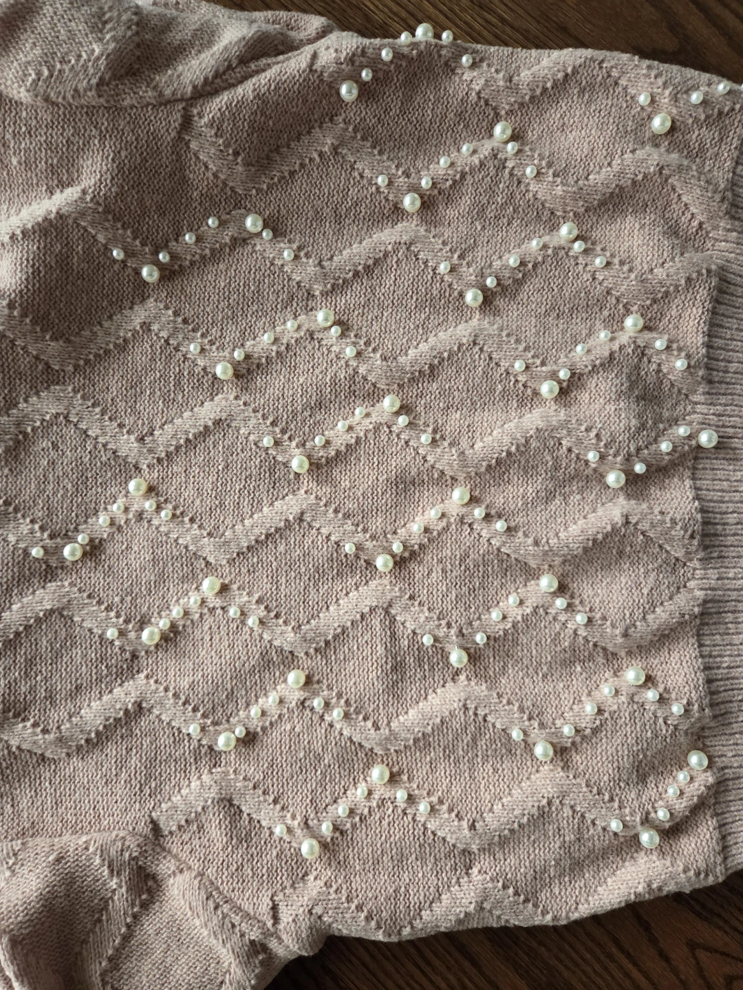 Women's Pink Turtleneck Sweater with Pearls - photo 3
