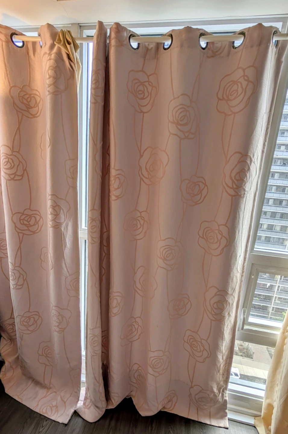 Pink Rose Pattern Grommet Curtains