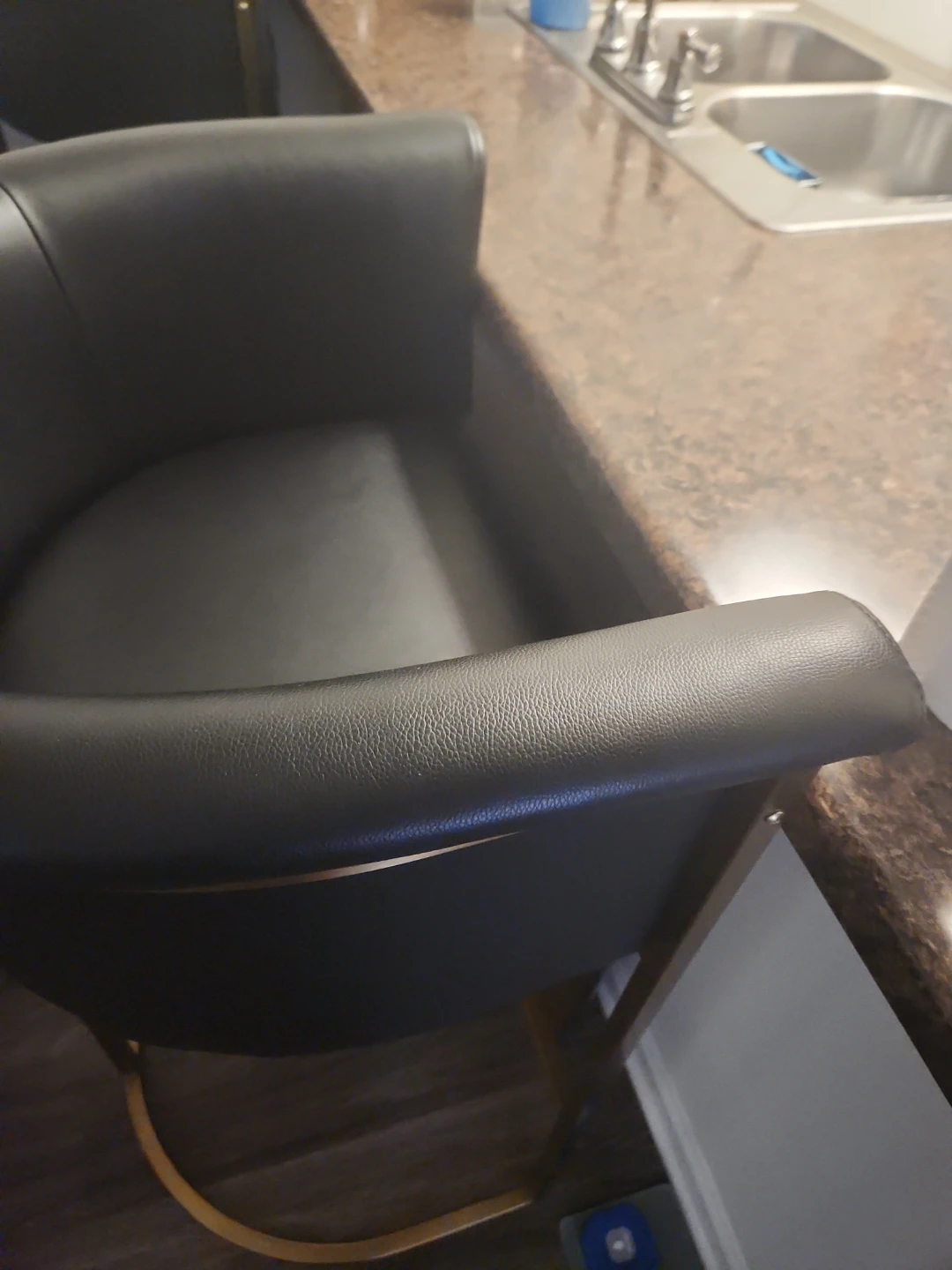 Black Faux Leather Bar Stools with Gold Frame (Set of 2)